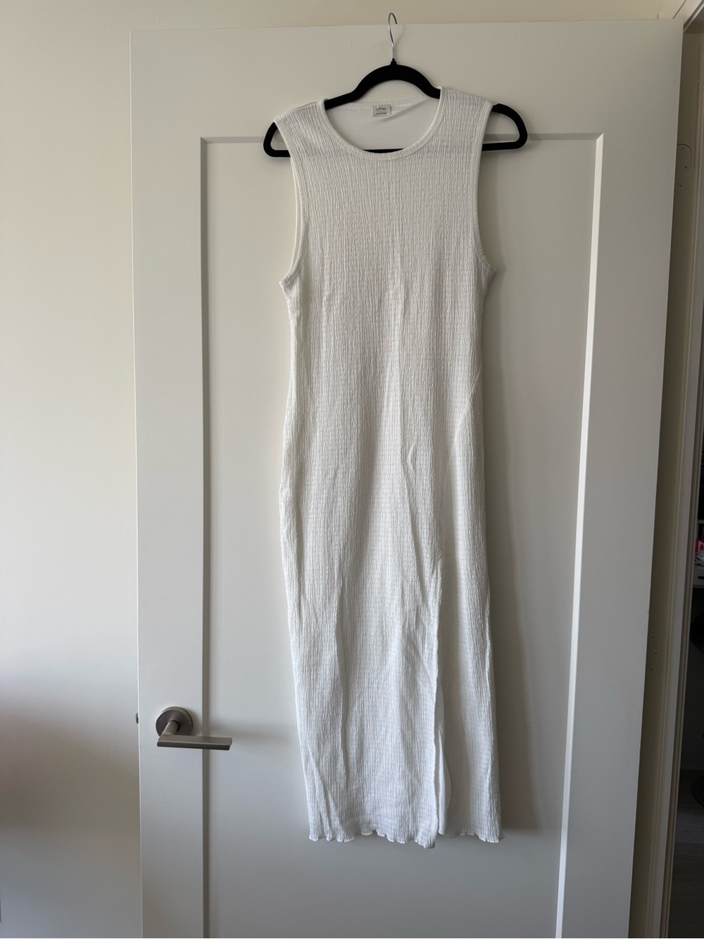Wilfred Sleeveless White Ribbed Maxi Dress